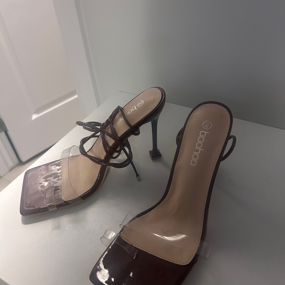 Boohoo Brown Strappy Heels